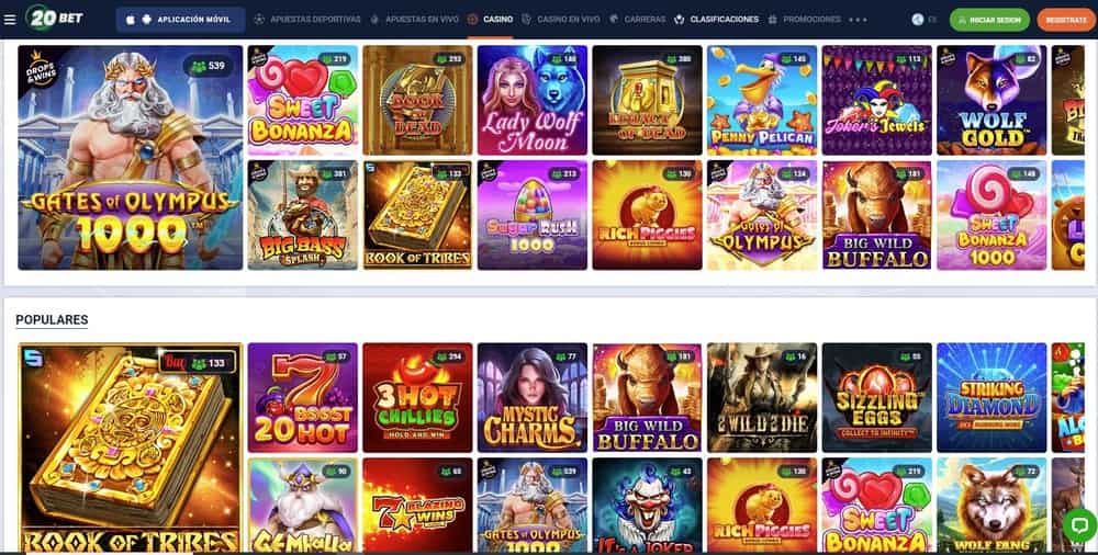 Juegos populares en el casino 20bet