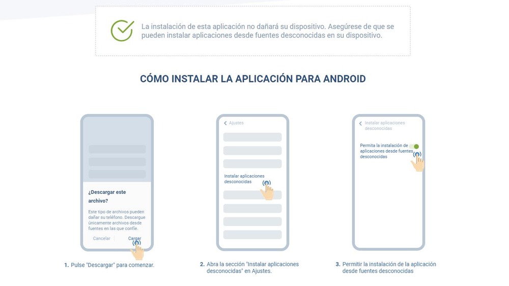 Instrucciones para instalar la aplicación 1xbet en Android