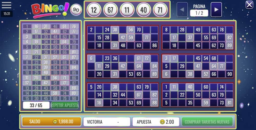 Selección de números en el Bingo de 90 Bolas