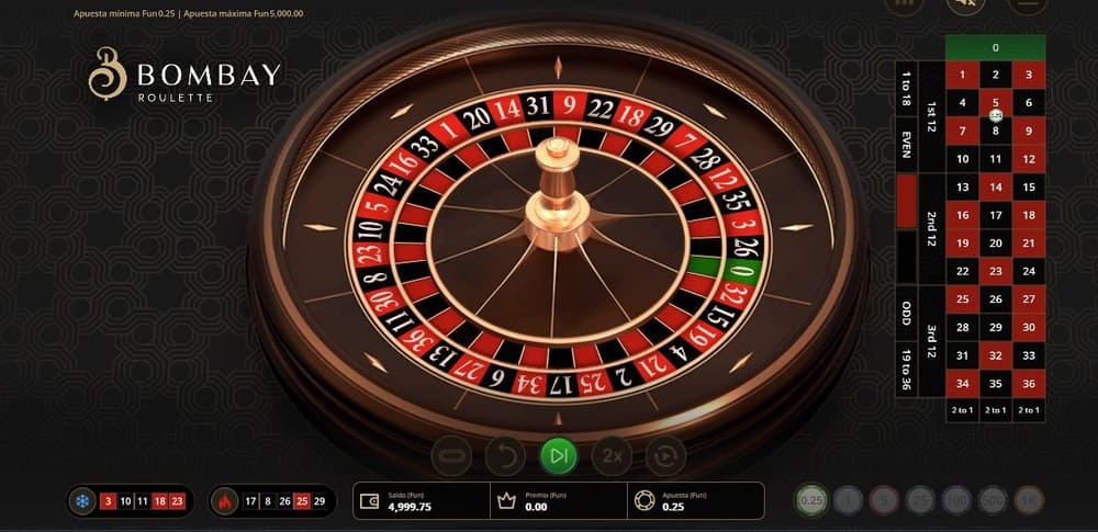 Bombay Roulette en el sitio web de 1xbet