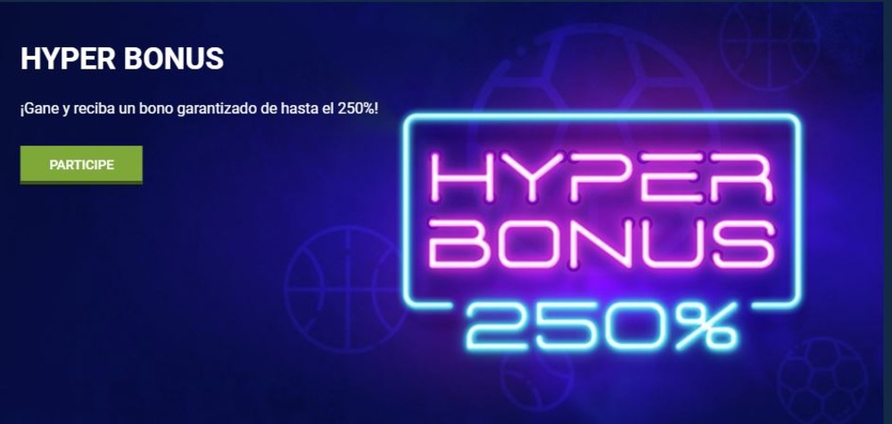 Hyper bonus 250% en el casino 1xbet