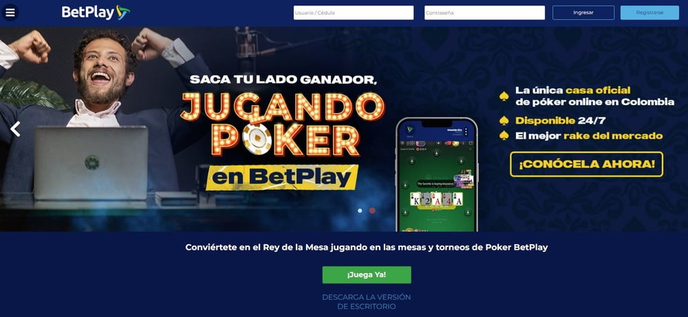 Página de póquer en el sitio web de Betplay